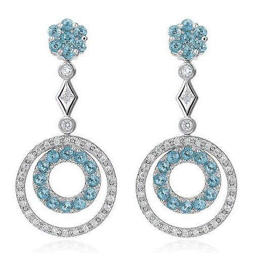 Diamond and Blue Topaz Earrings